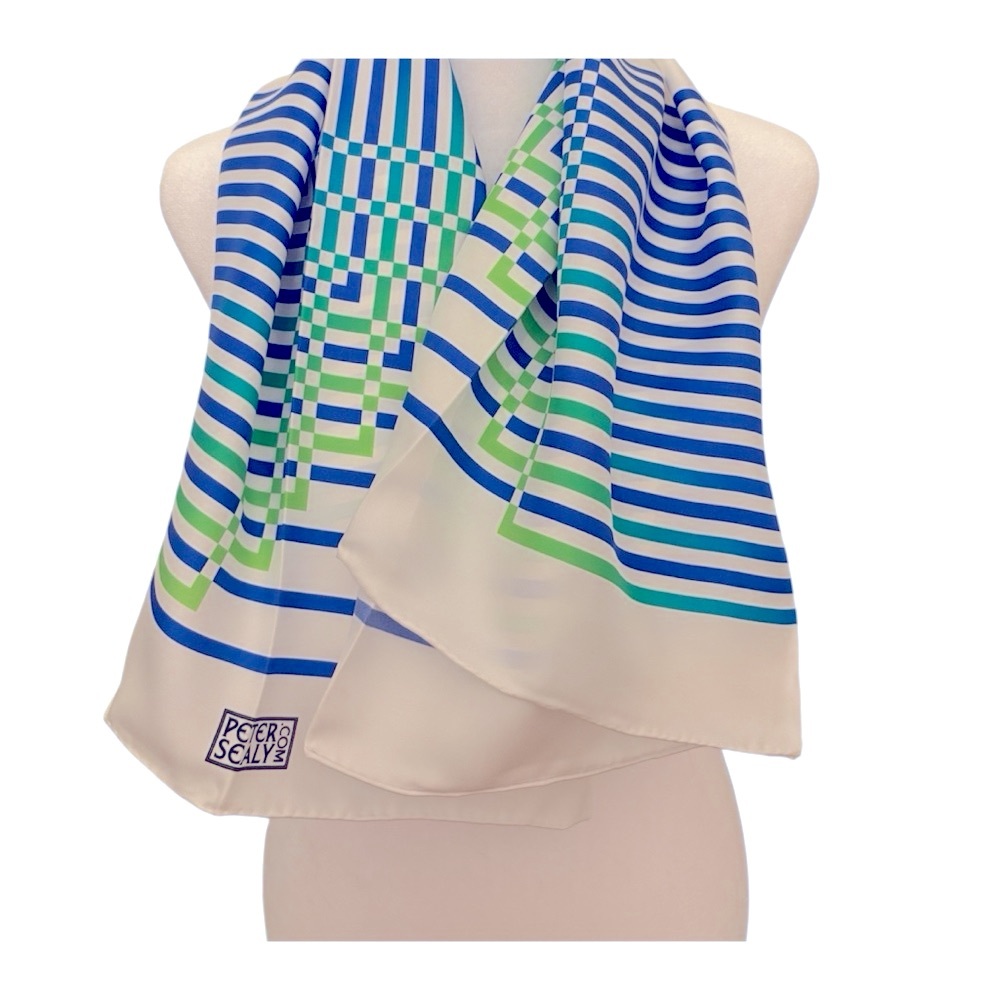 Peter Sealy Blue and Green Striped Scarf 🧣